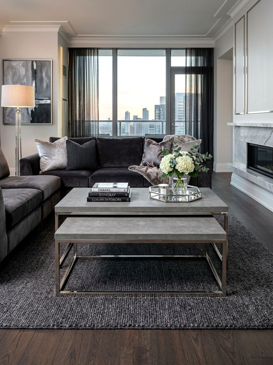 Faux Shagreen Nesting Coffee Table - 30 nesting coffee table ideas