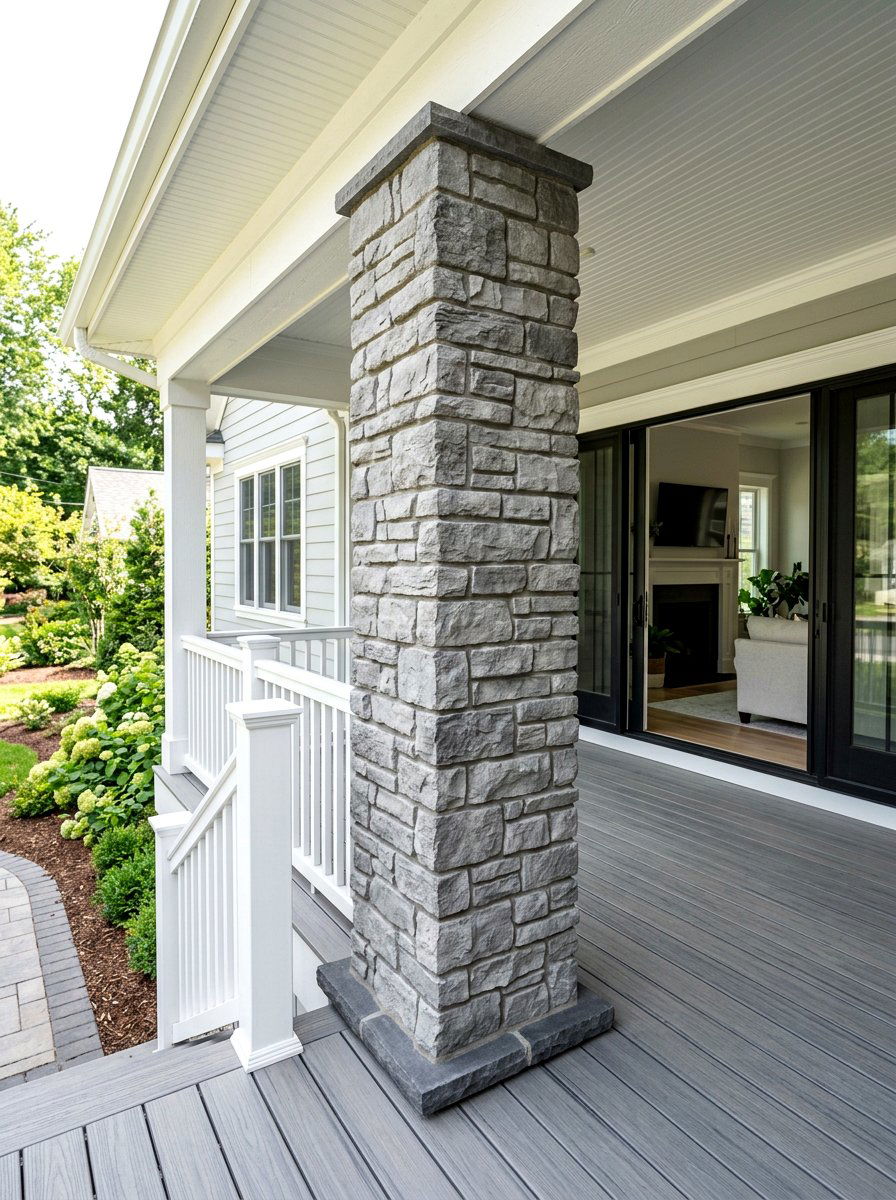 Faux Stone Column Wrap - 30 porch columns decor ideas