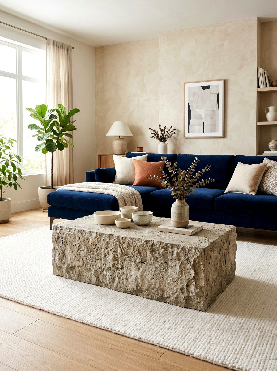 Faux Stone Textured Coffee Table - 30 stone coffee table ideas