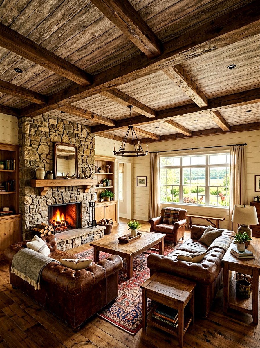 Faux Wood Beam Living Room - 30 wallpaper ceiling ideas