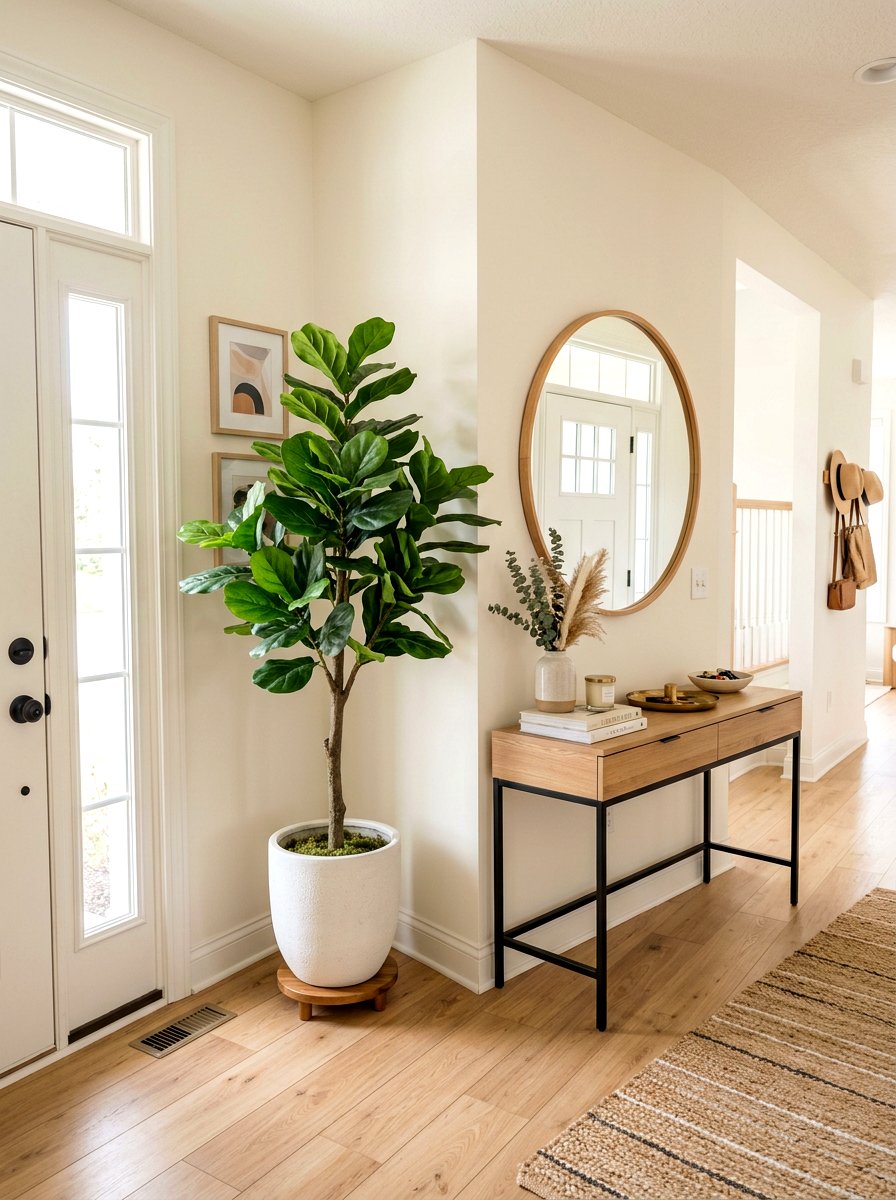 Faux floor plants - 30 renter friendly entryway ideas