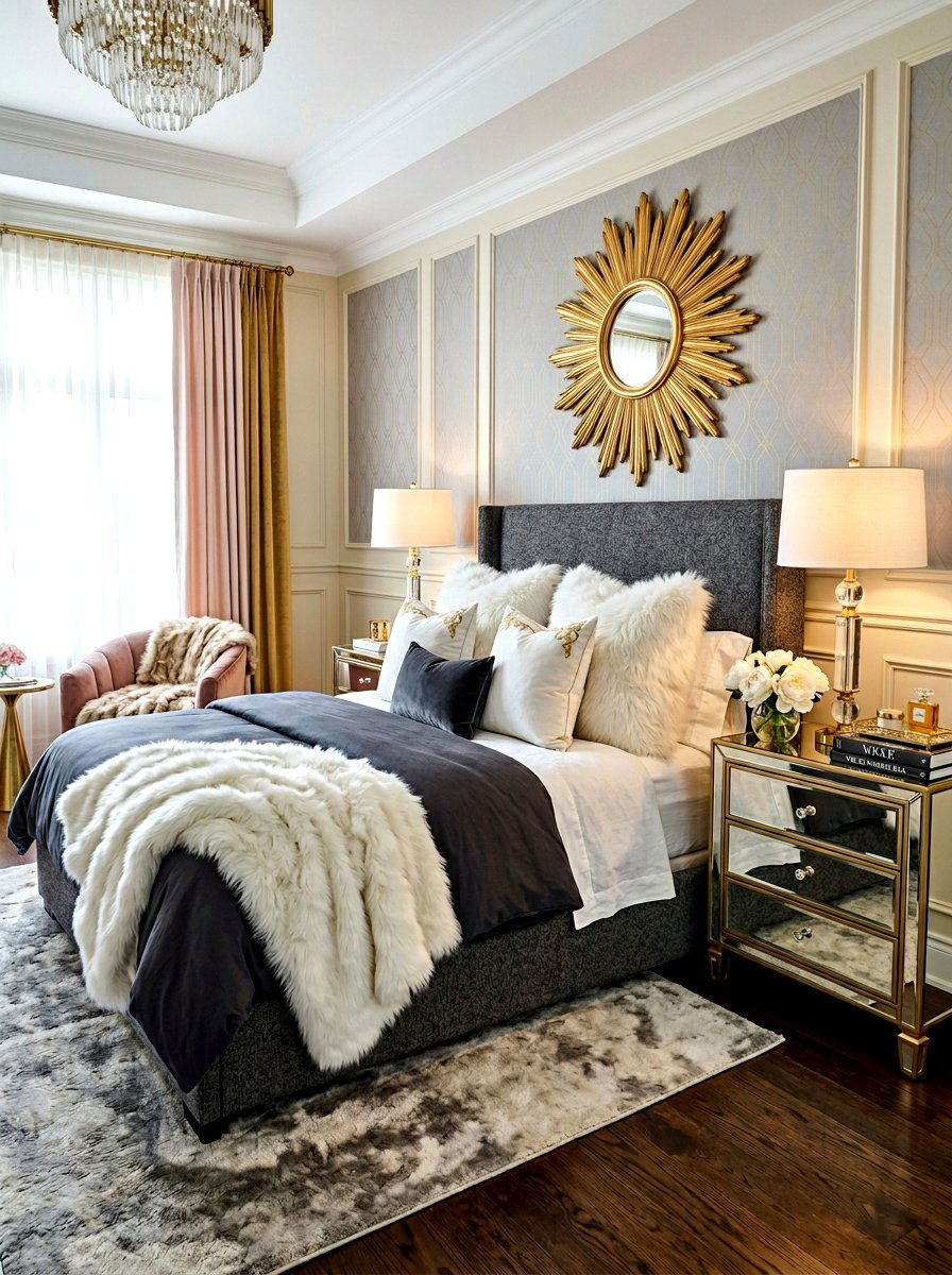 Faux fur pillow - 30 tactile bedroom decor ideas