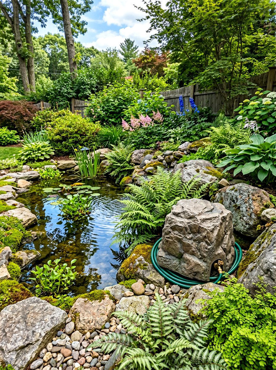 Faux rock hose cover - 30 hose reel hideaway ideas