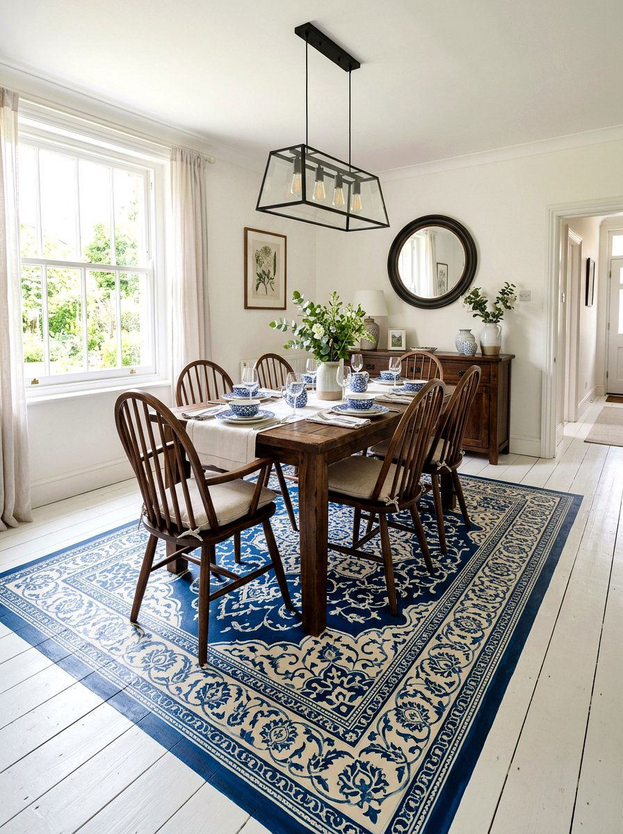 Faux rug painted floor - 30 painted floor ideas