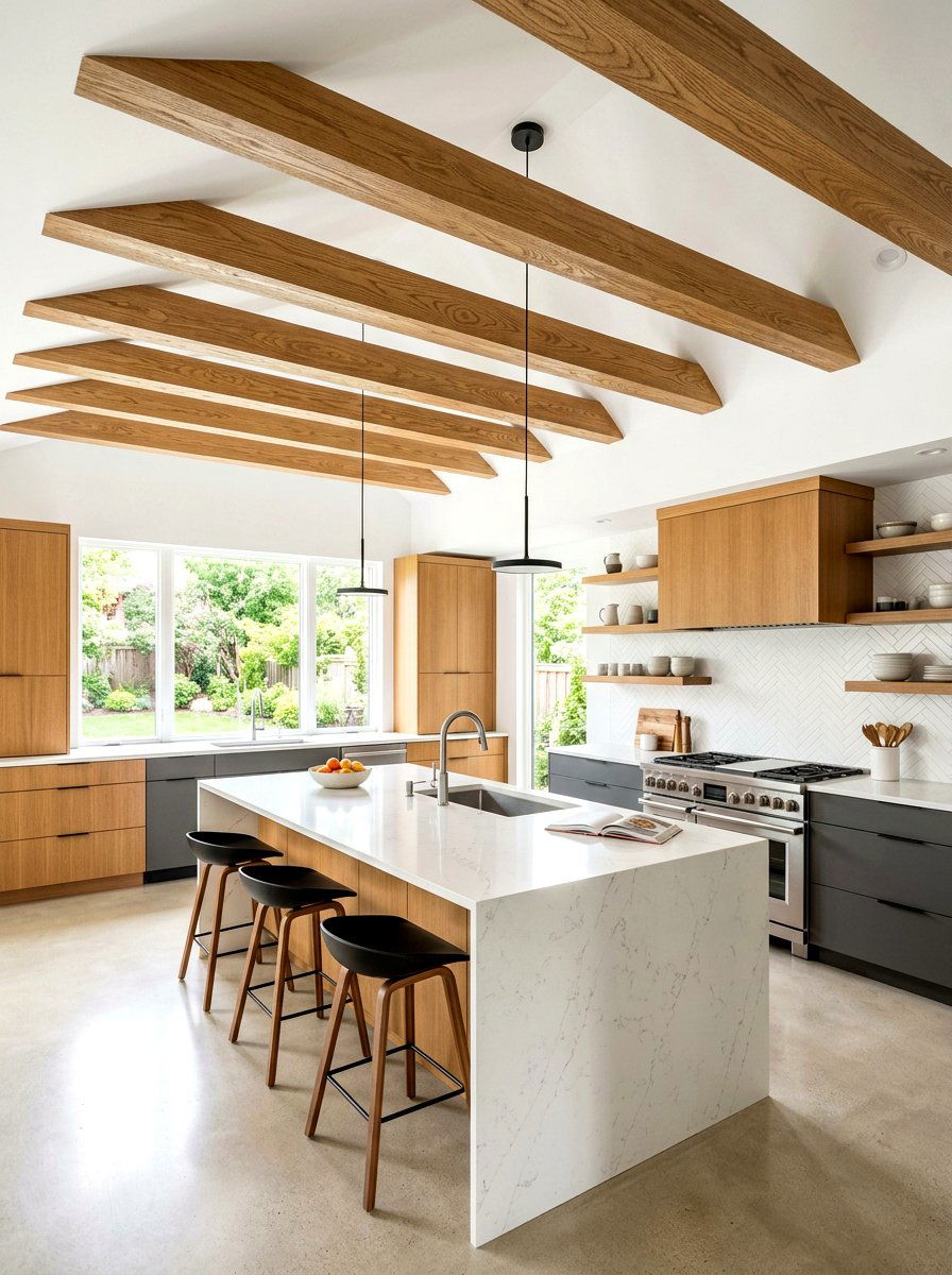 Faux wood kitchen beams - 30 kitchen ceiling beam ideas