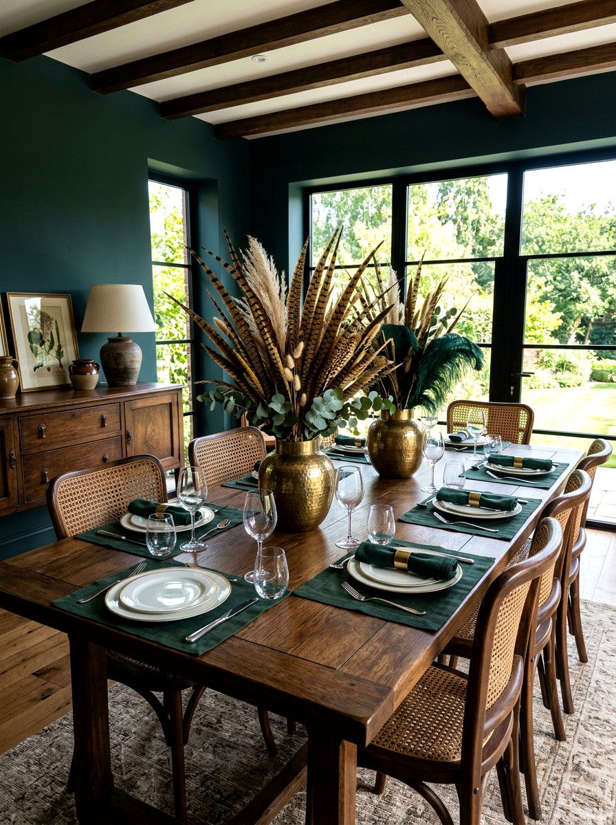 Feather And Grass Centerpiece - 30 fall harvest table ideas
