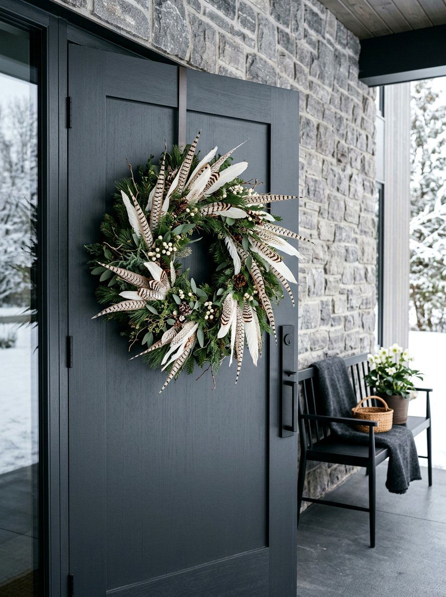 Feathers Winter Wreath - 30 winter wreath ideas