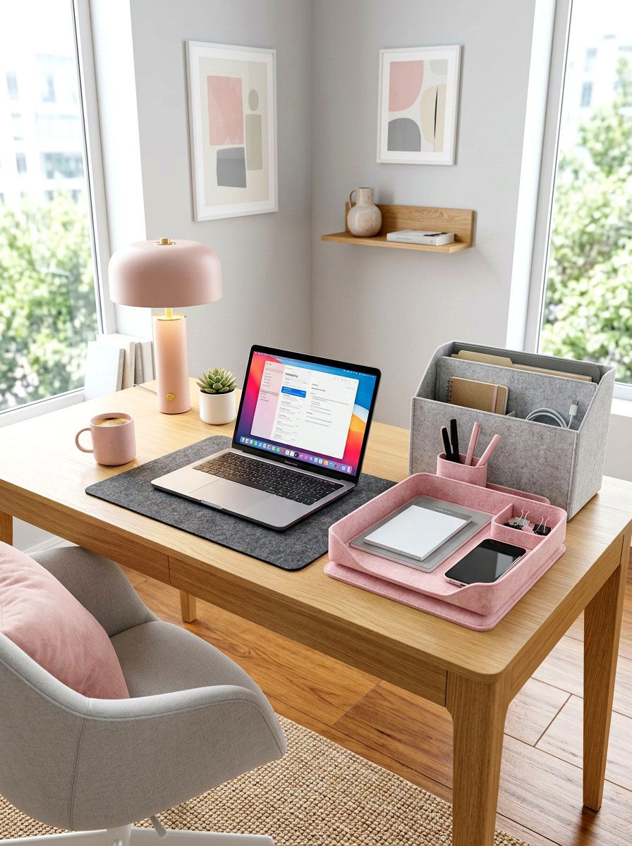 Felt Desk Storage - 30 acoustic office decor ideas