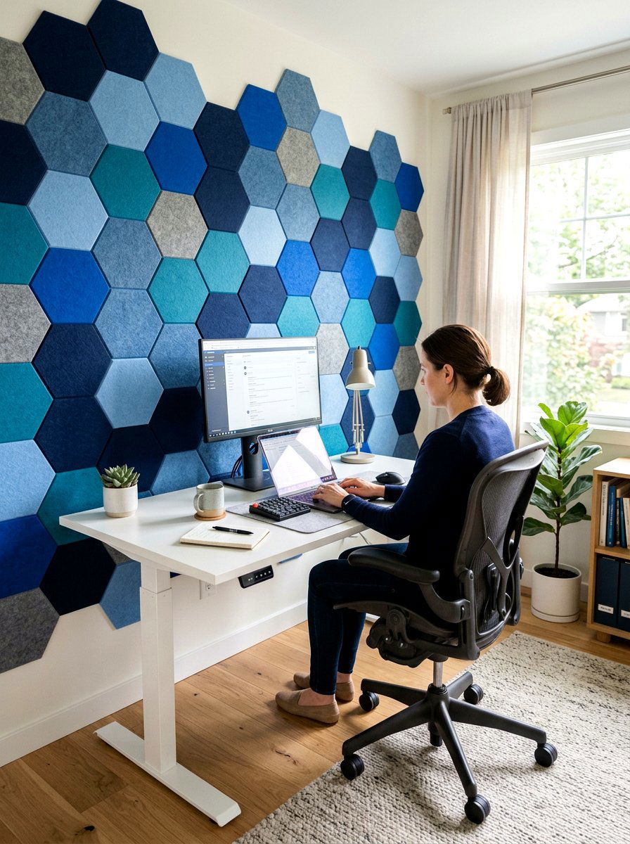 Felt Hexagon Wall Tiles - 30 renter friendly wall decor ideas
