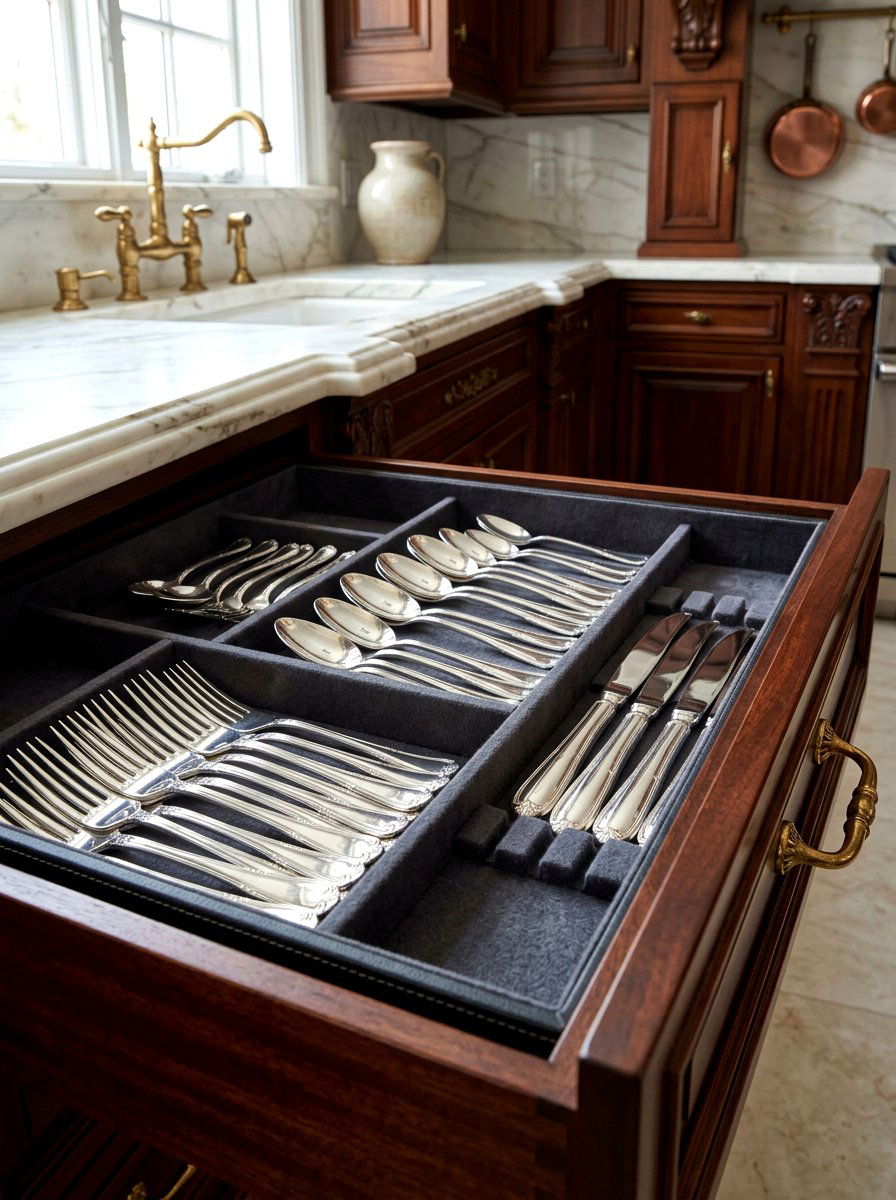 Felt Lined Silverware Insert - 30 kitchen drawer divider ideas