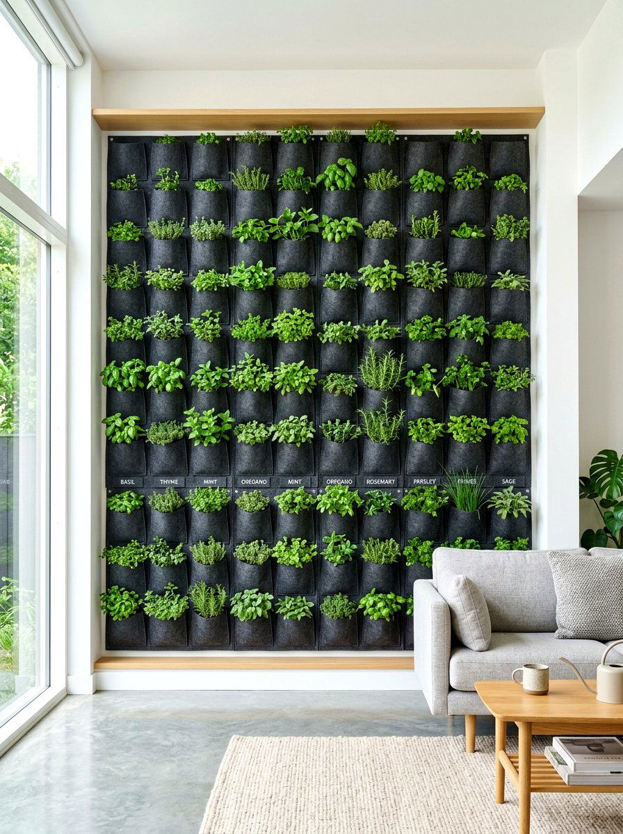 Felt Pocket Herb Garden - 30 vertical herb garden ideas