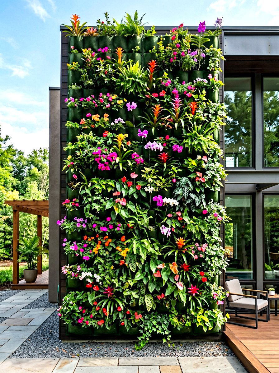 Felt Pocket Vertical Garden - 30 vertical flower garden ideas