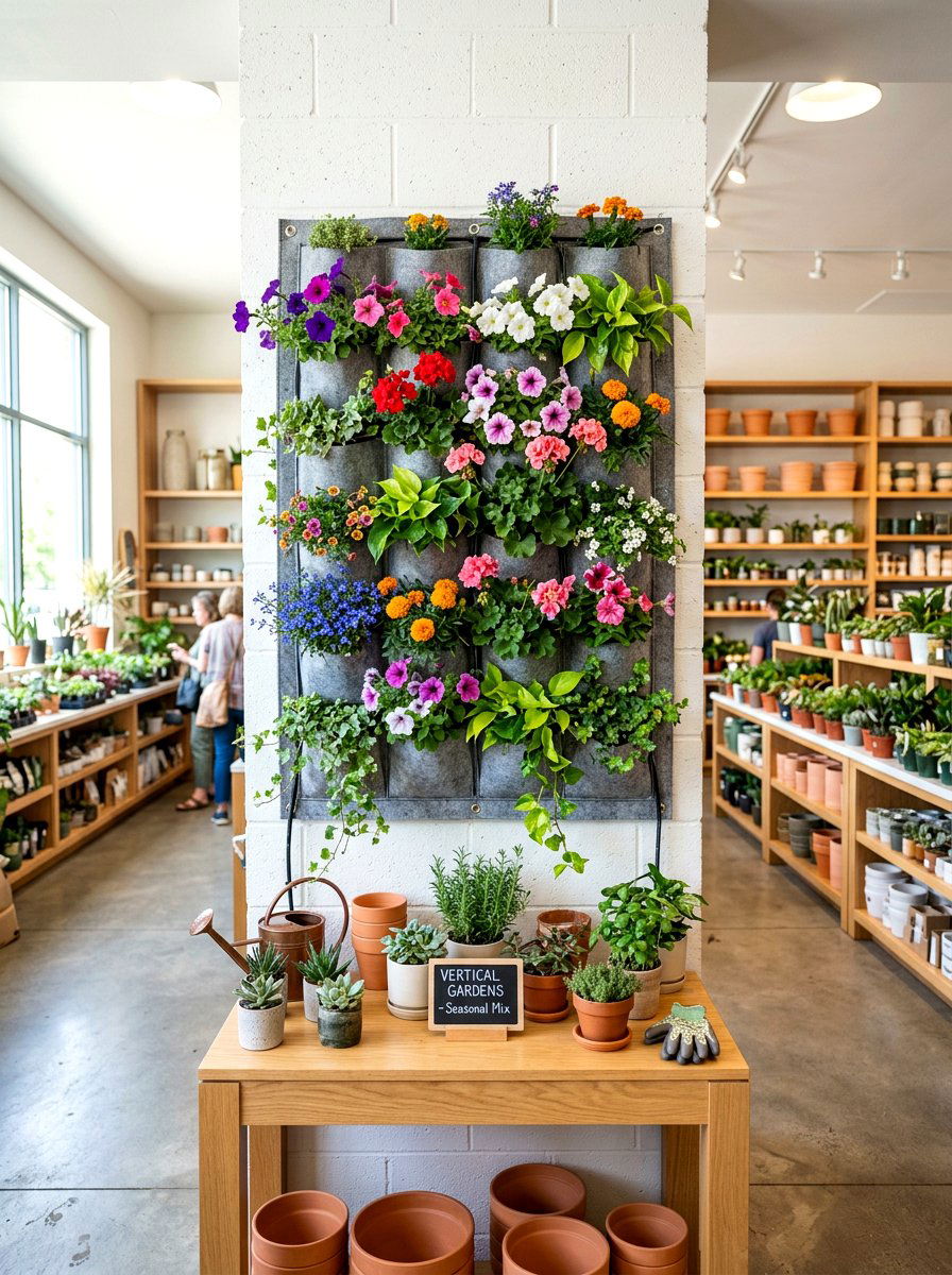 Felt Pocket Vertical Planter - 30 green wall ideas
