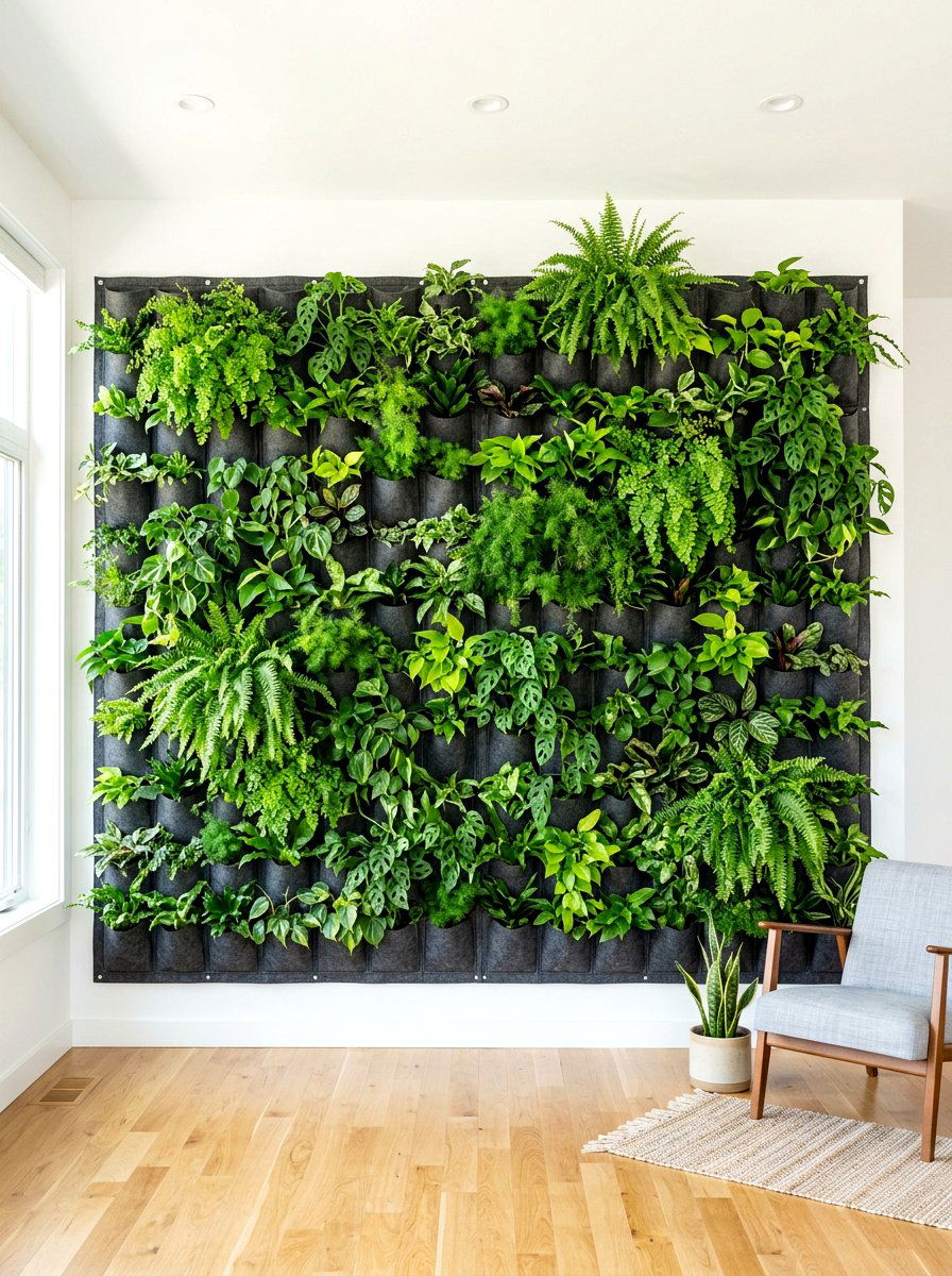 Felt Pocket Wall Garden - 30 hanging wall garden ideas