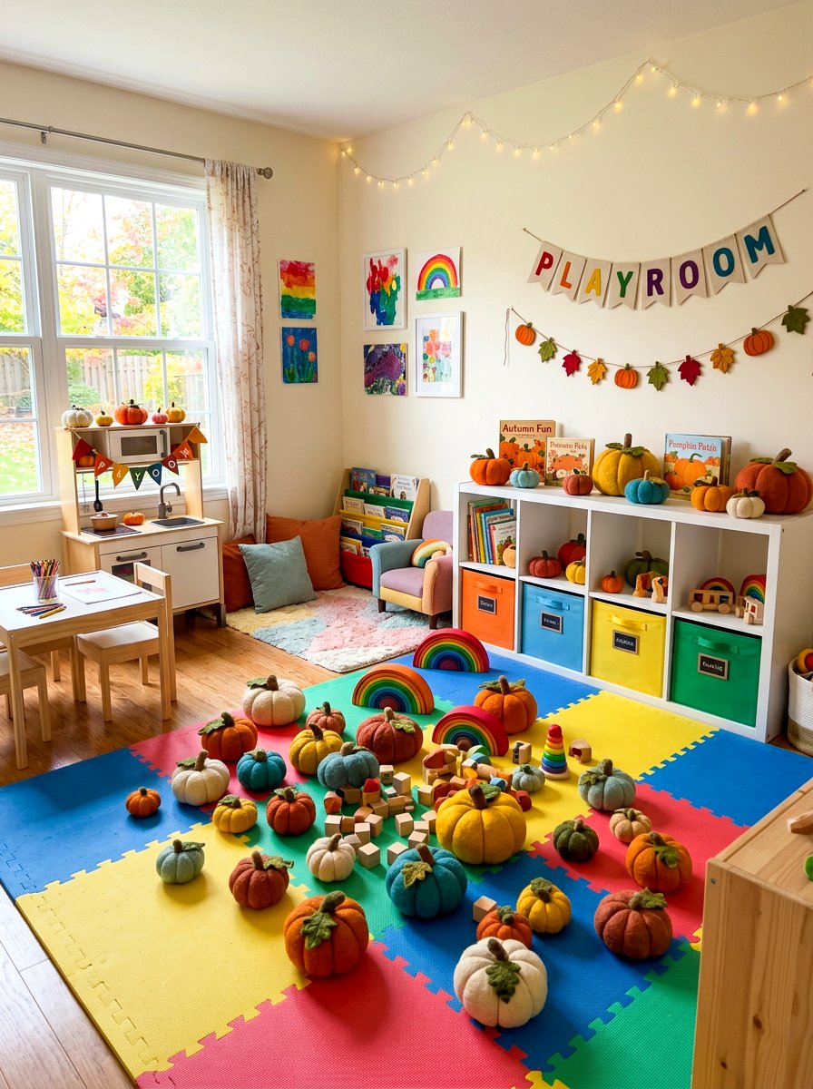 Felt Pumpkin Playroom - 30 pumpkin without pumpkins decor ideas