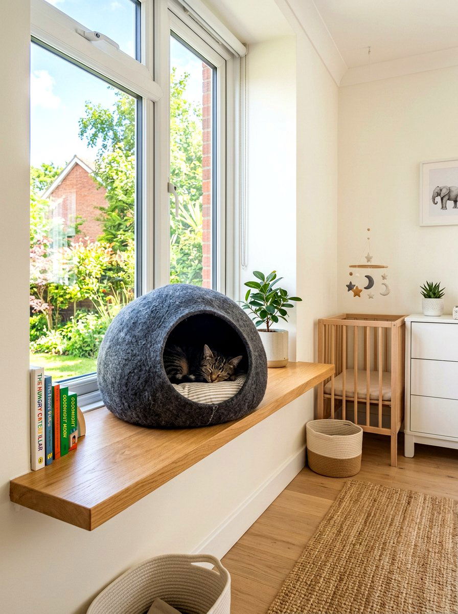 Felt cat window cave - 30 cat window perch ideas