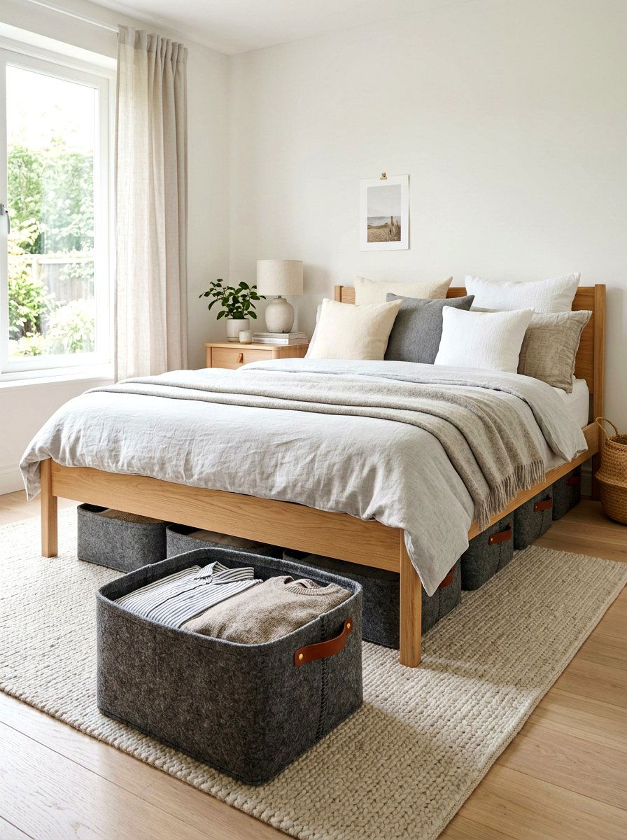 Felt storage bins for clothes - 30 under bed storage ideas