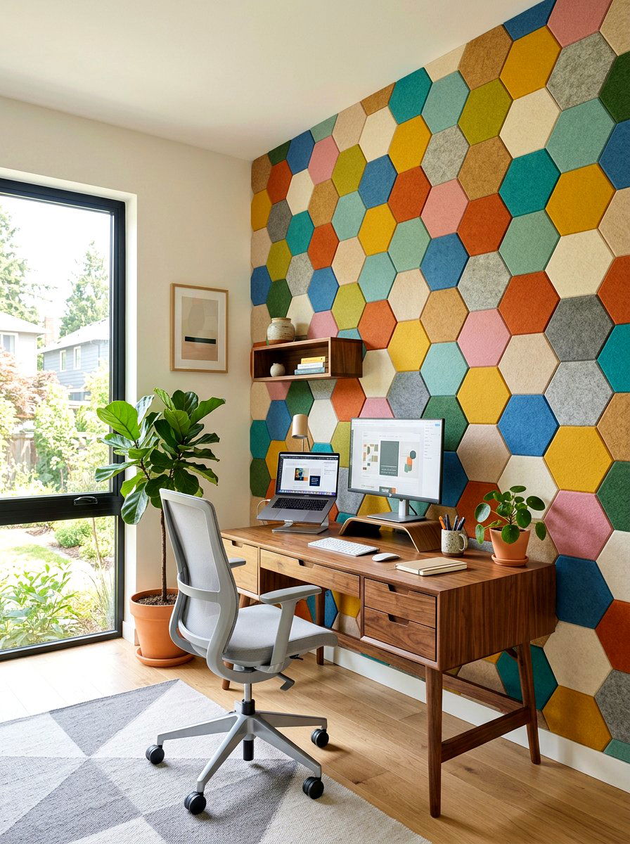Felt wall tiles - 30 sound absorbing decor ideas