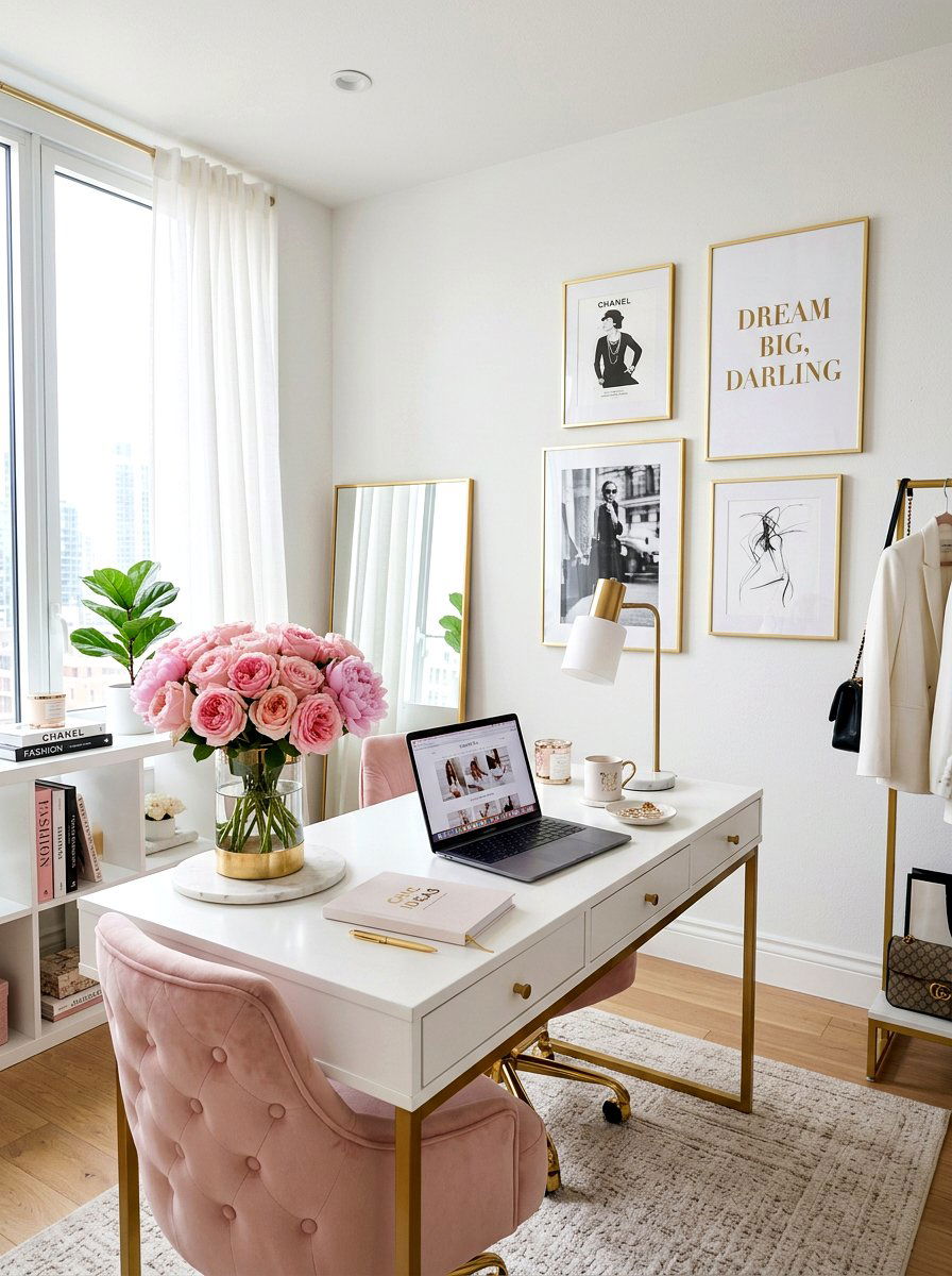 Feminine Chic Office Space - 30 study room ideas