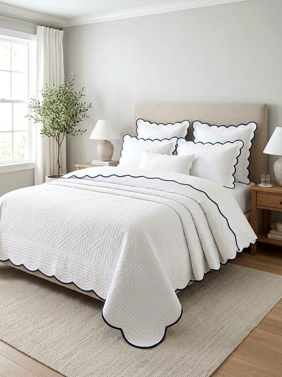 Feminine scalloped edge bedding - 30 tailored bedding ideas