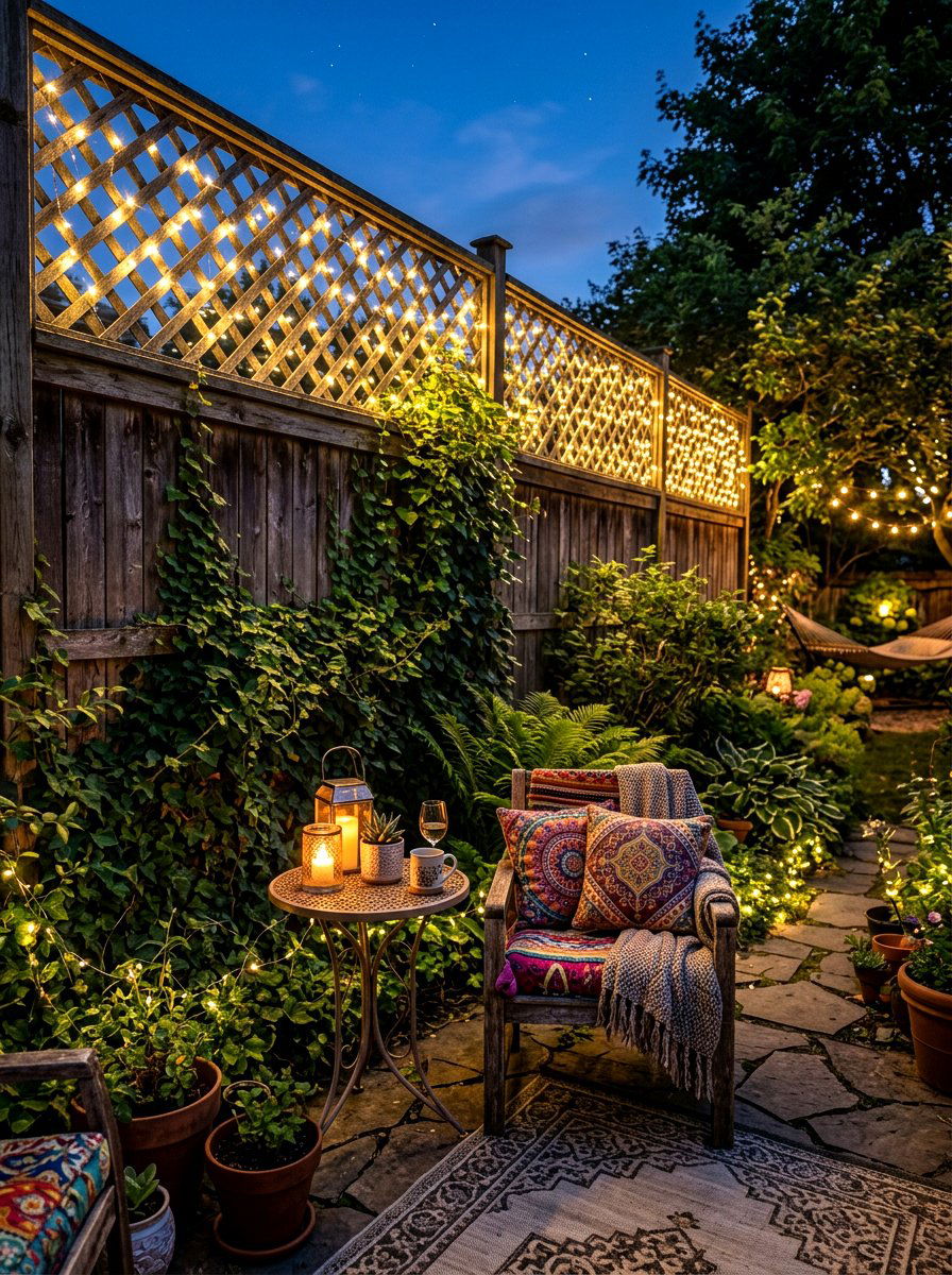 Fence Fairy Lights - 30 outdoor structure lighting ideas