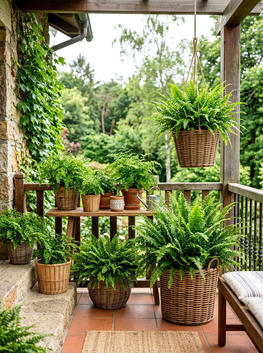 Fern Balcony Garden - 30 balcony container garden ideas