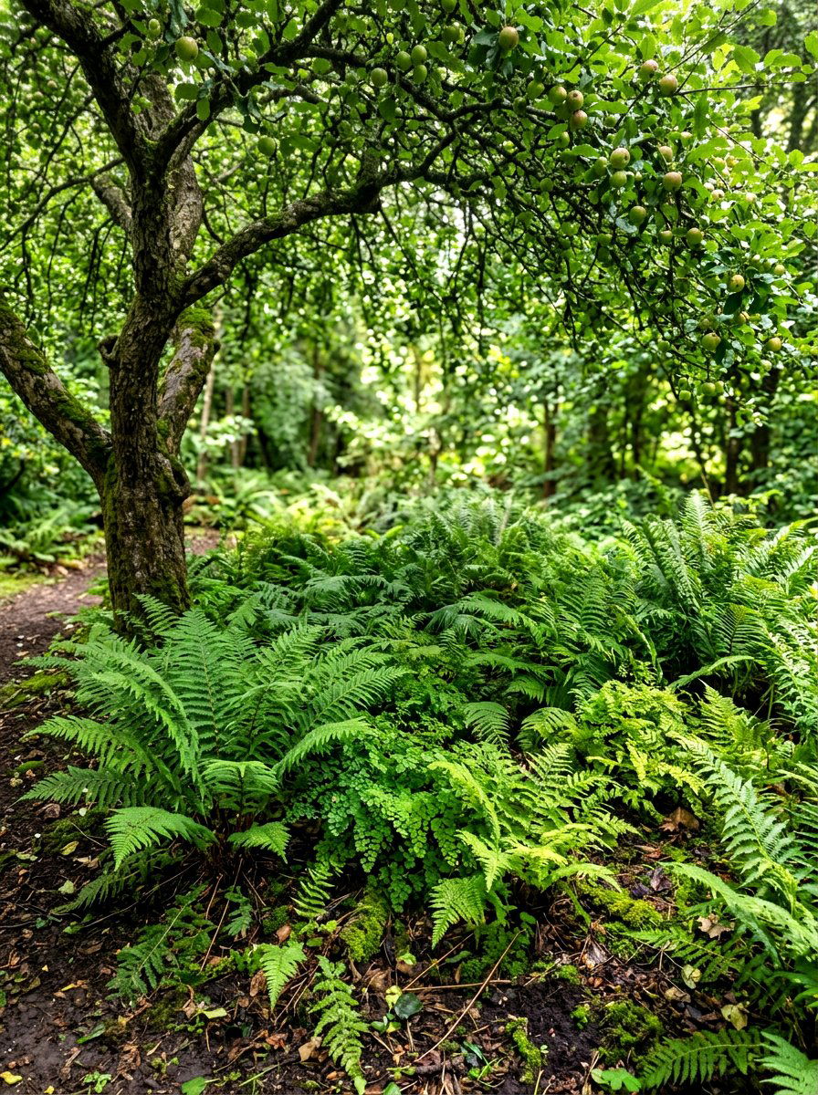 Fern Bed Under Apple Tree - 30 apple tree border ideas