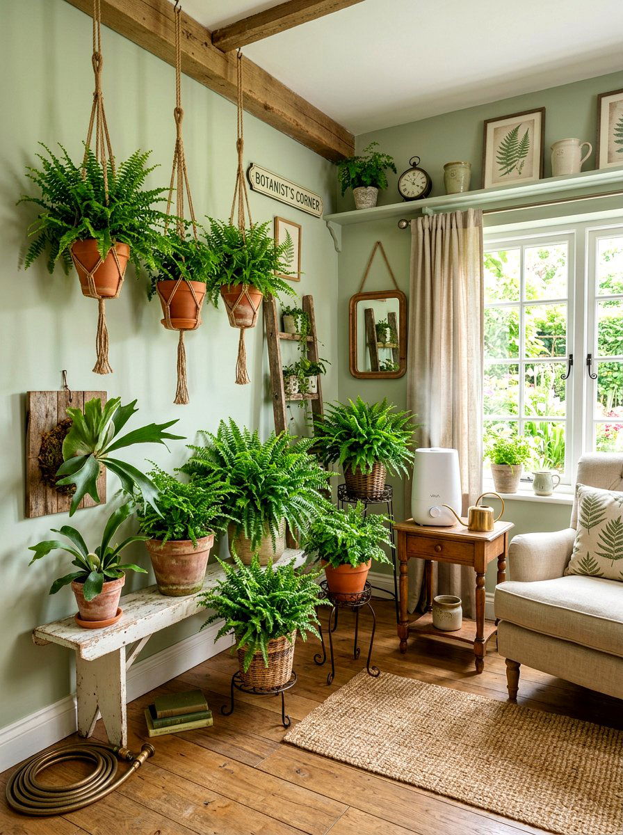 Fern Collection Corner - 30 corner plant living room ideas