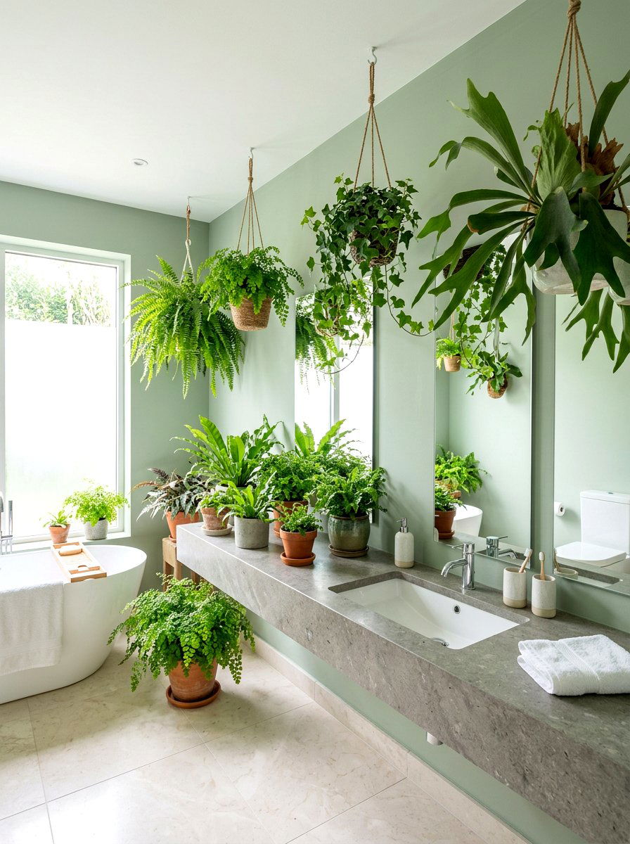 Fern Collection In Bathroom - 30 bathroom jungle ideas