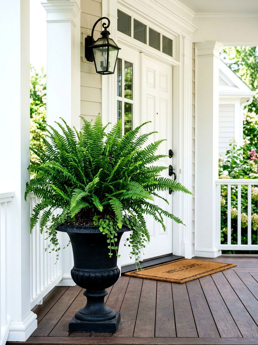 Fern Front Door Planter - 30 front door planter ideas