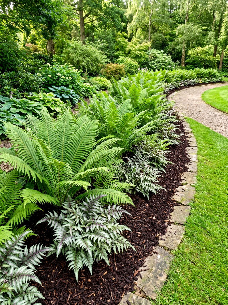 Fern Garden Border - 30 shaded side yard ideas