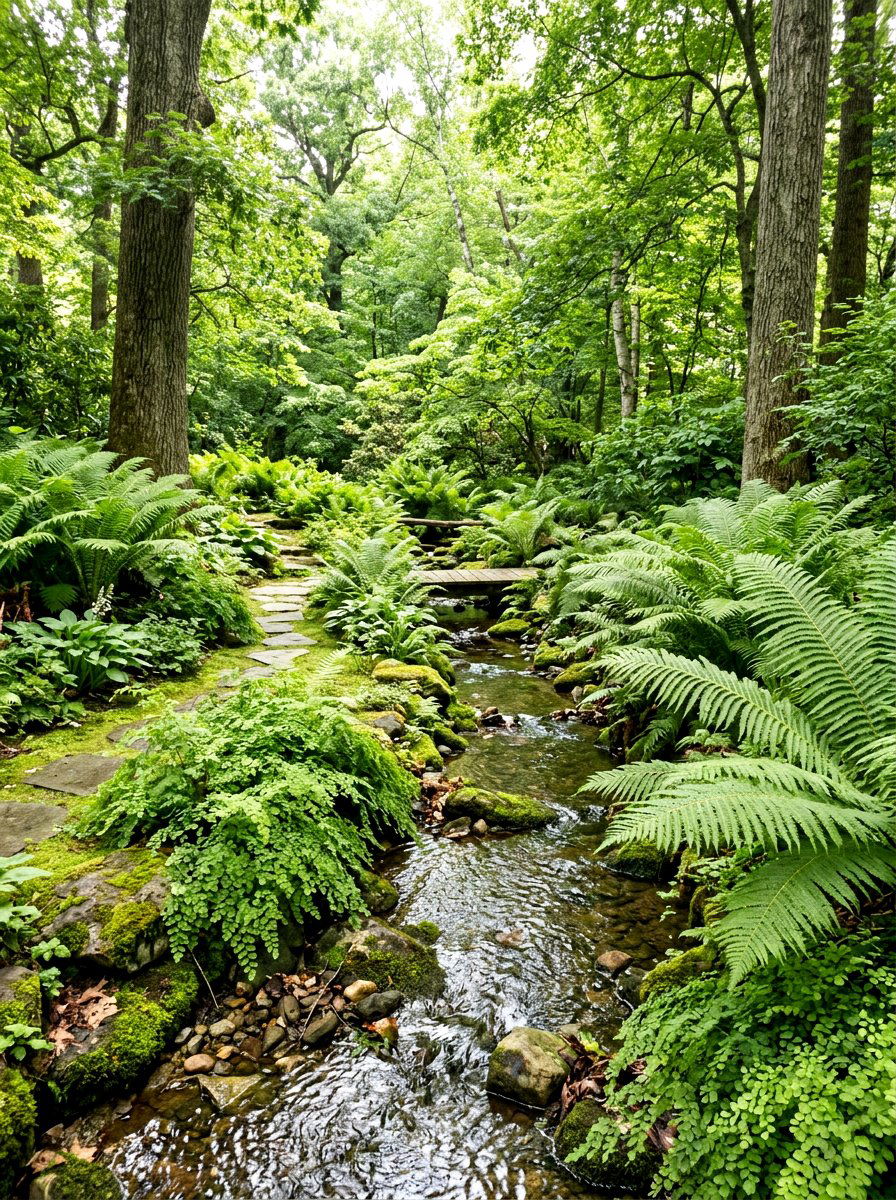 Fern Garden Stream - 30 stream garden ideas