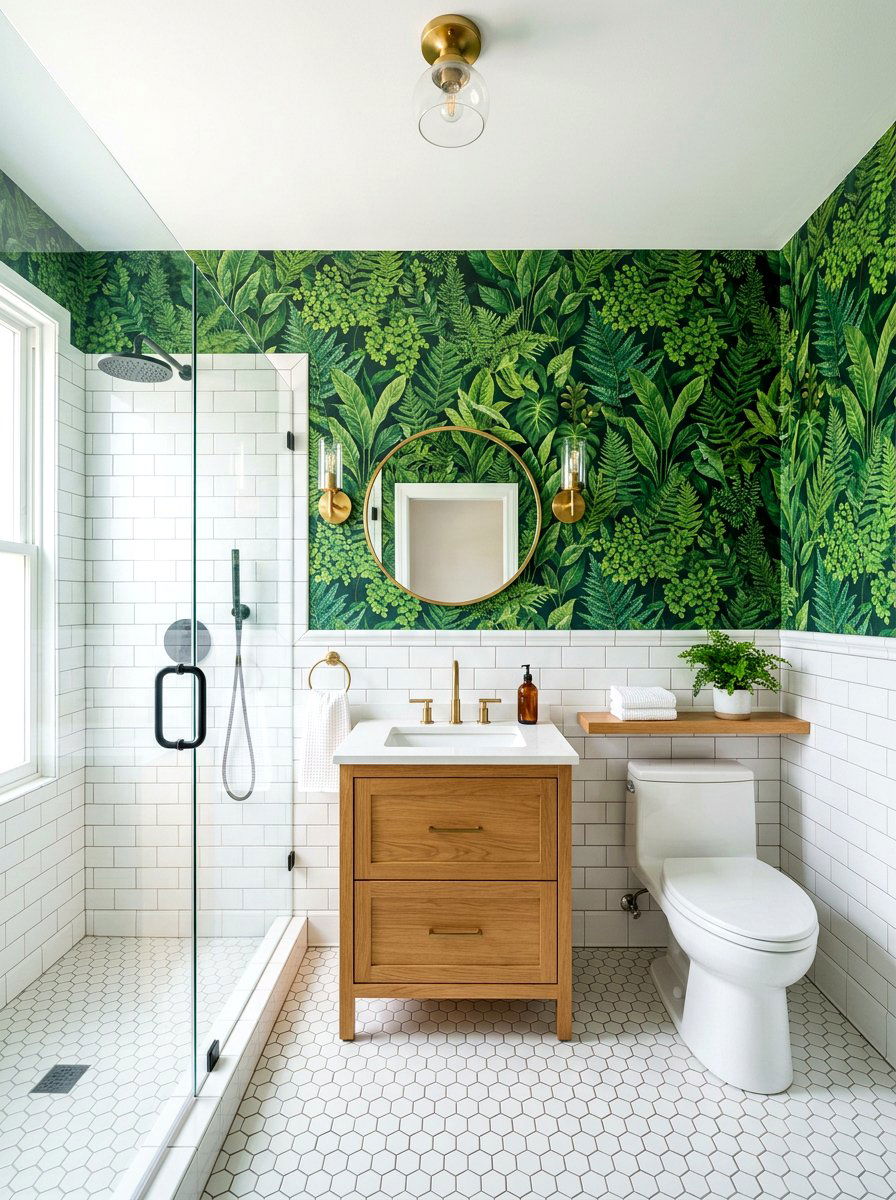 Fern Green Bathroom Wallpaper - 30 green bathroom ideas