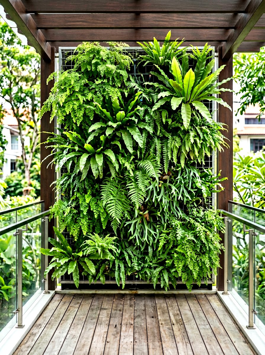 Fern Greenery Wall - 30 small apartment balcony garden ideas