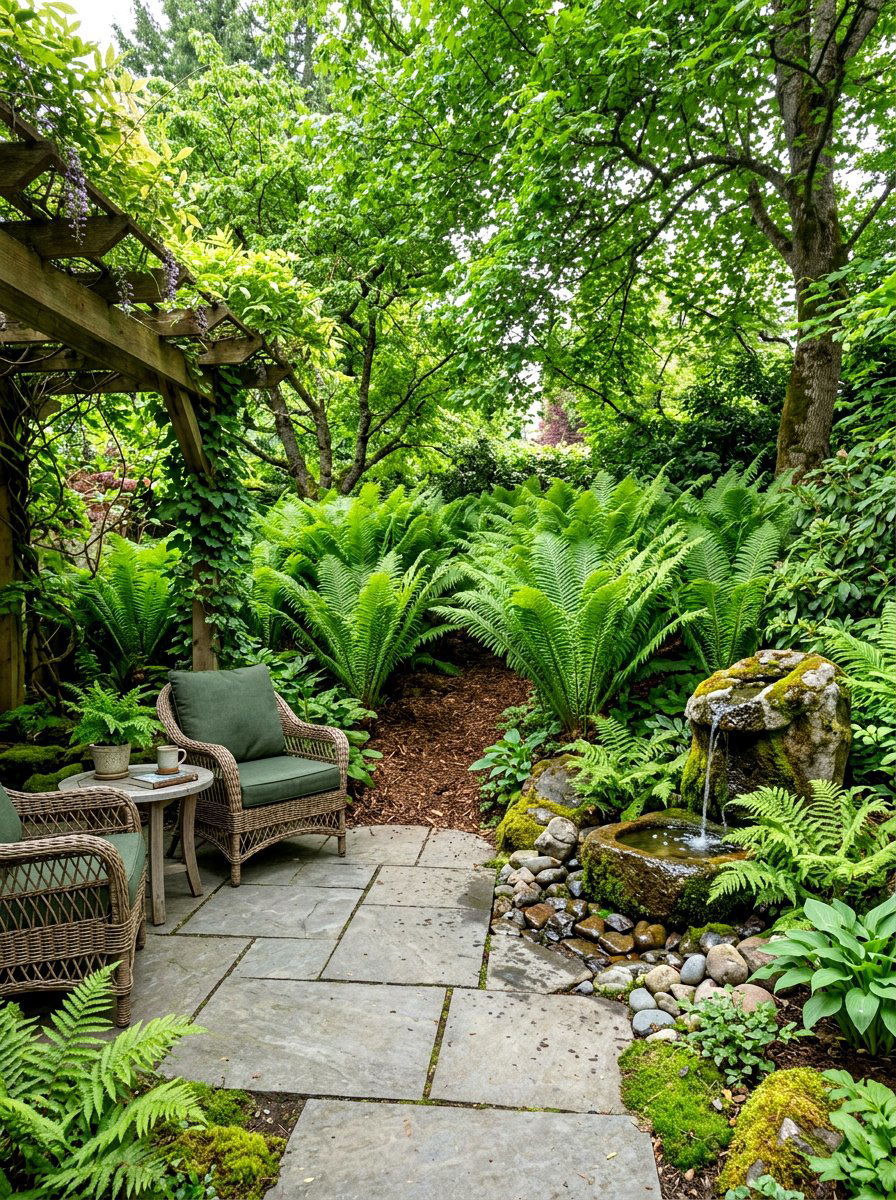 Fern Shady Nook - 30 rewilded backyard ideas