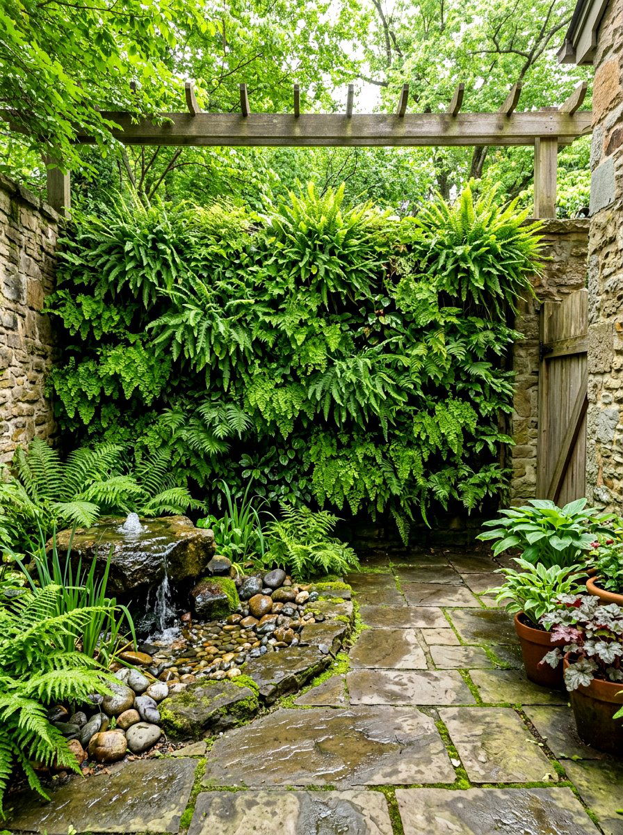 Fern Wall Garden - 30 green wall ideas