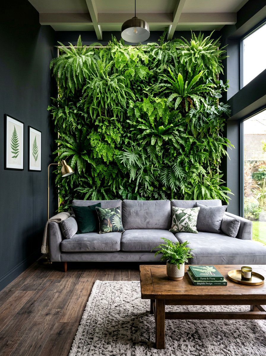 Fern Wall Living Room - 30 living room plant wall ideas