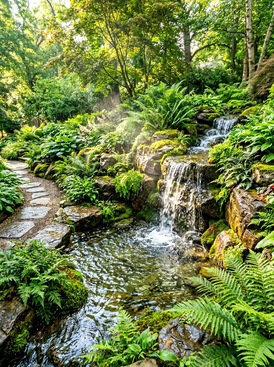 Fern Waterfall Garden - 30 fern garden ideas