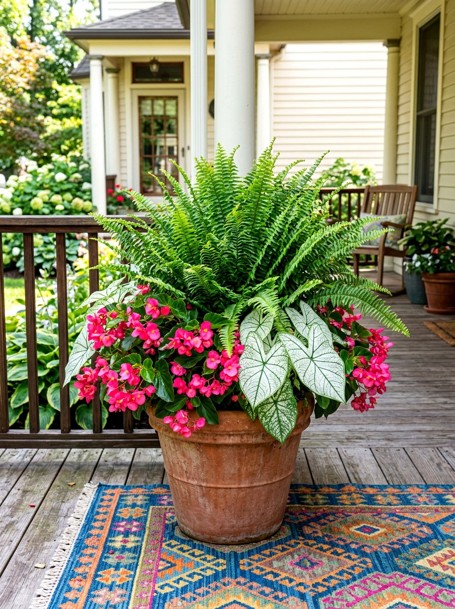 Fern and Floral Mixed Container - 30 porch ferns ideas