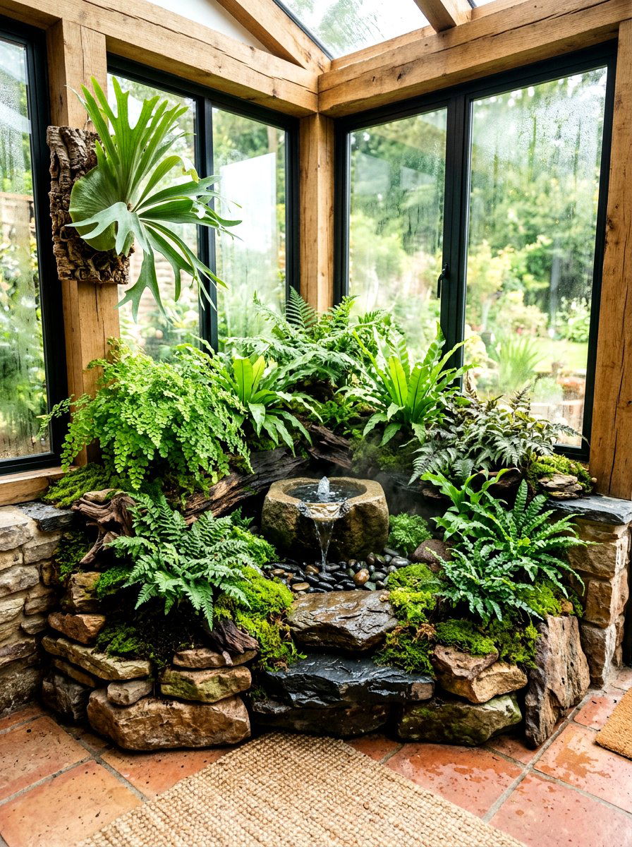 Fern and Moss Nook - 30 sunroom plant corner ideas