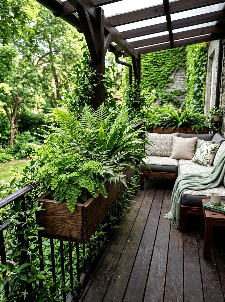 Fern balcony box - 30 balcony flower box ideas