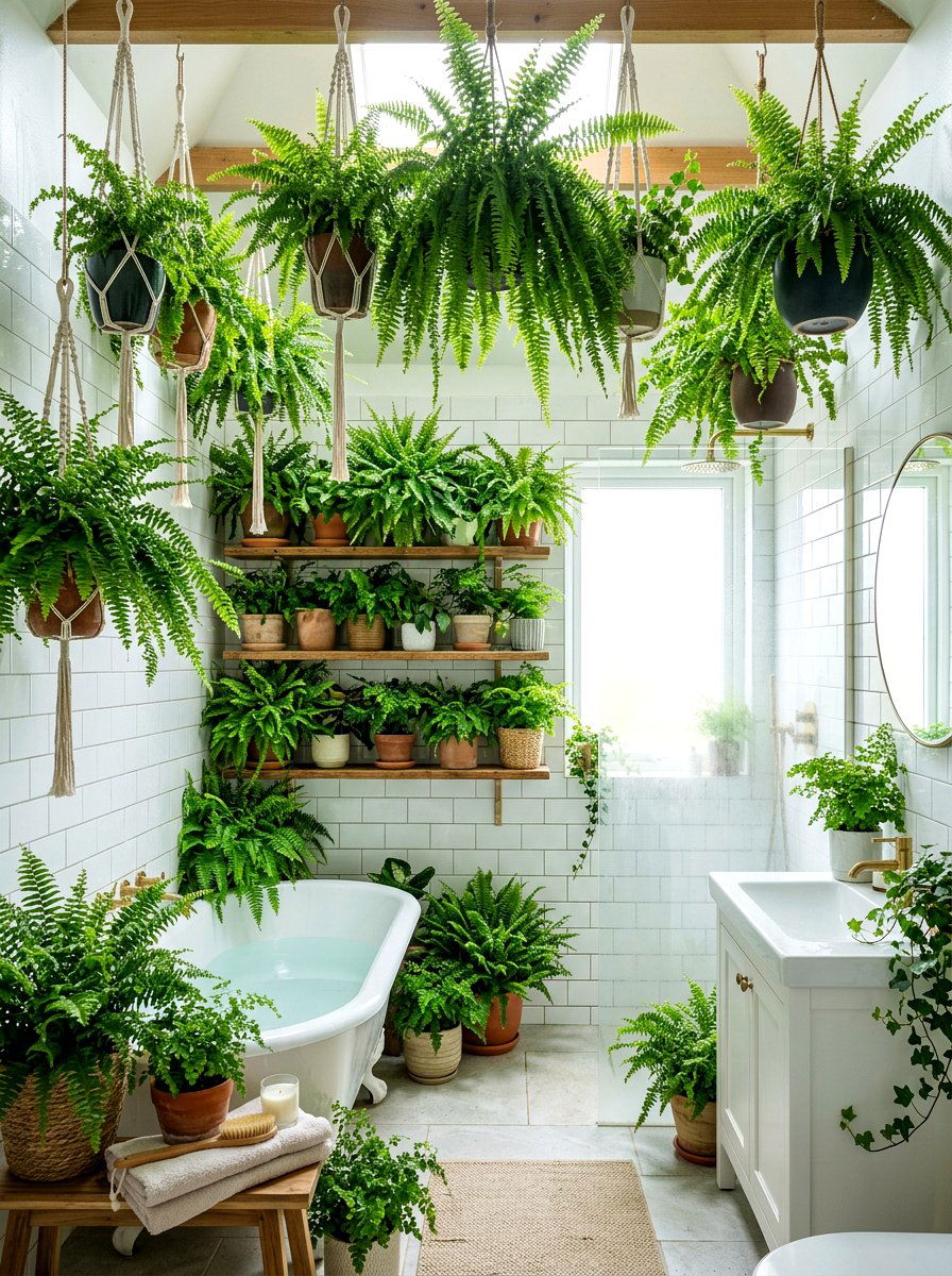 Fern bathroom garden - 30 apartment garden ideas