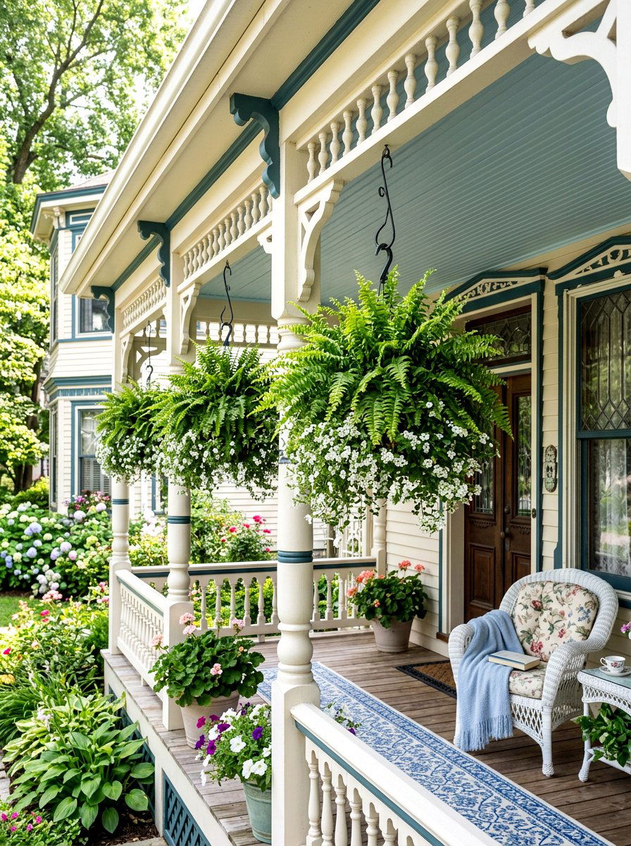 Fern floral mix - 30 porch floral basket ideas
