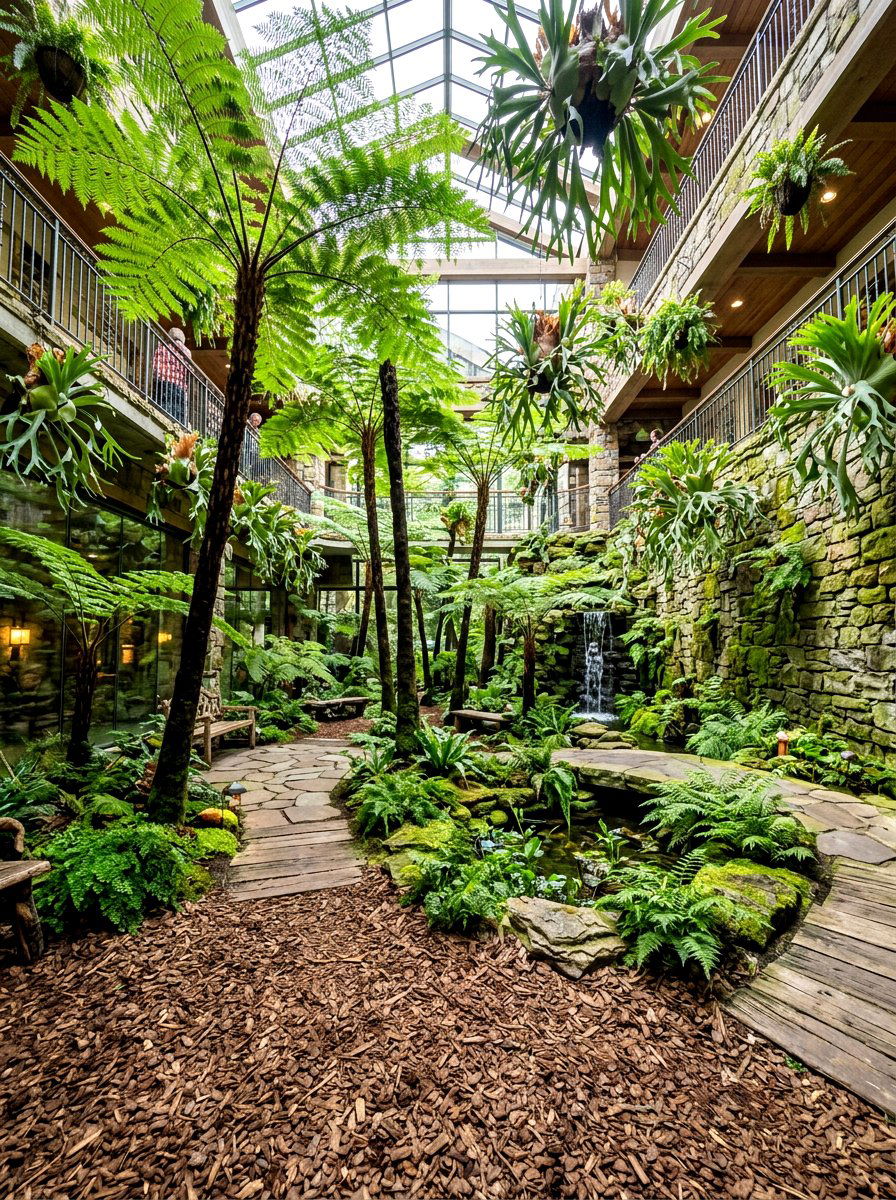Fern forest courtyard - 30 indoor courtyard garden ideas