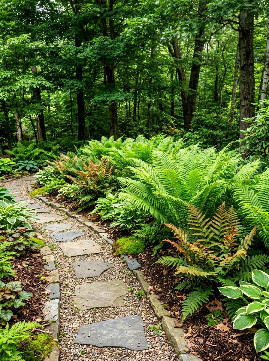 Fern front garden border - 30 small front garden border ideas