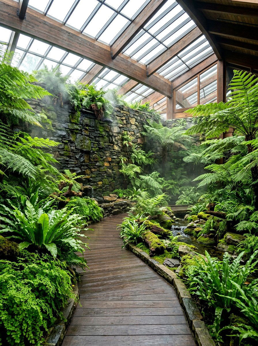 Fern garden atrium - 30 indoor courtyard home ideas