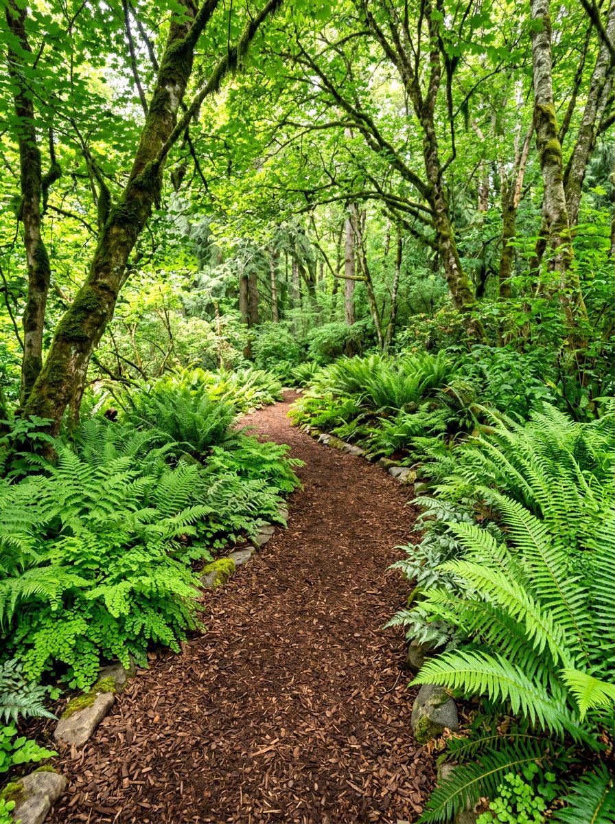 Fern woodland walkway - 30 walkway border planting ideas