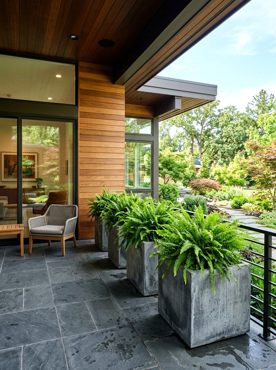 Ferns in concrete pots - 30 fern front porch ideas