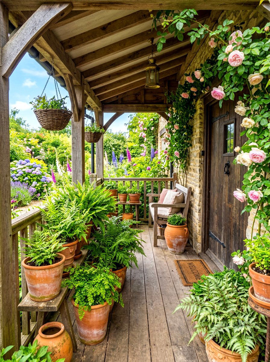 Ferns in terracotta pots - 30 fern front porch ideas