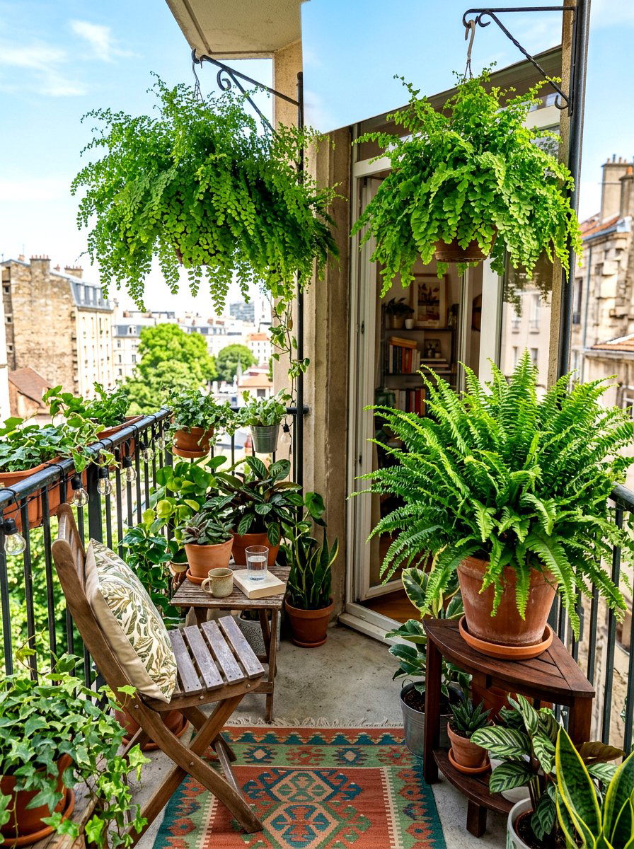 Ferns on a small apartment porch - 30 fern front porch ideas